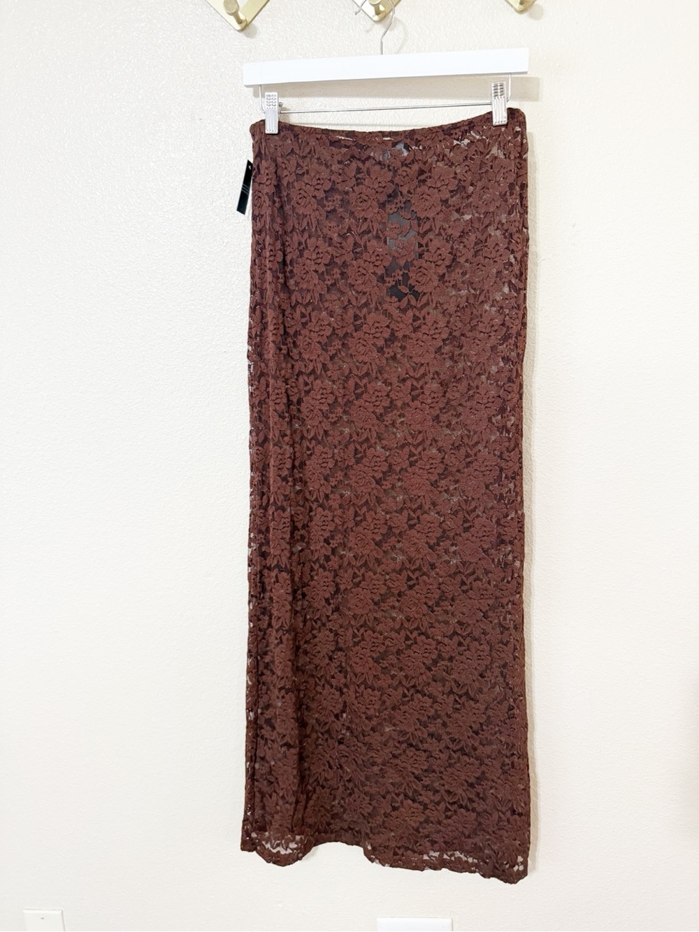 Lioness x Revolve Black Swan Lace Maxi in Chocolate Brown Skirt Size Medium - Picture 8 of 10